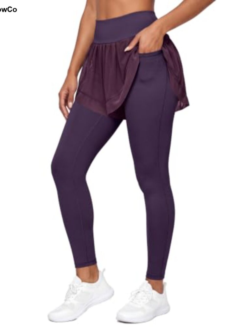 Fleece Lined Skirted Leggings High Waist Tulle Ruffle Workout Yoga Pants
